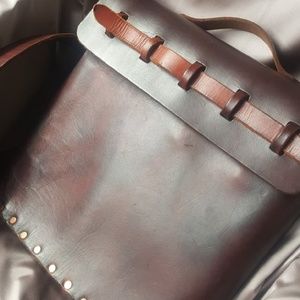 Handmade leather messenger bag